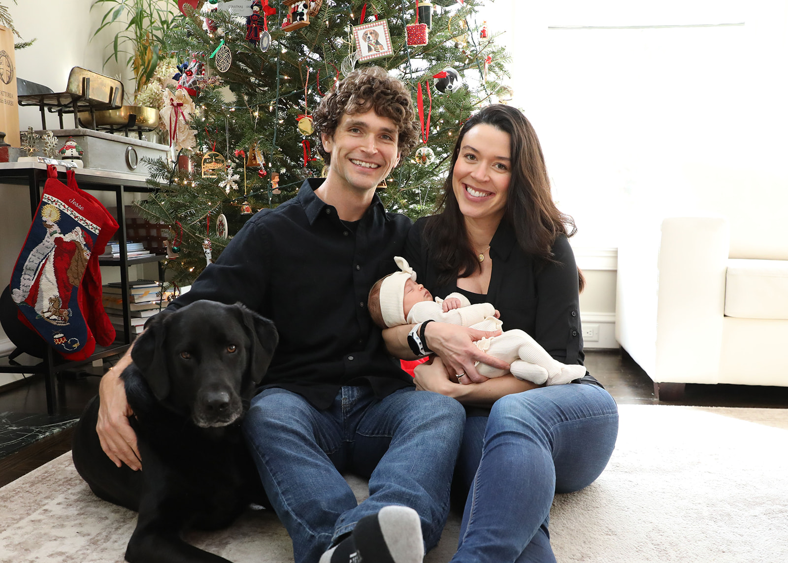 Newborn photo session with dog